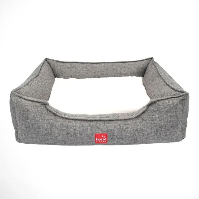 Louie Living Rectangle Dog/Pet Sleeping Bed/Indoor Lounger Large Grey/White