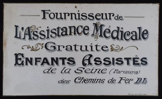 Ancien carton peint CHEMIN DE FER Assistance médicale enfants de la Seine PARIS