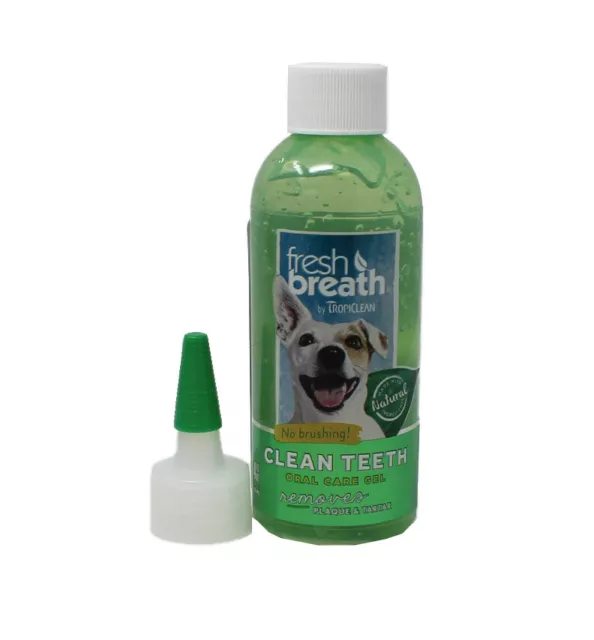 TropiClean Fresh Breath Clean Teeth Plaque Remover Pet Oral Care Gel 4 Ounce