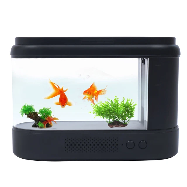 Mini Fish Aquarium Small Desktop Water Cycle Grass Tank Silent Landscape Betta 5