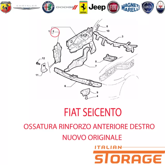 Fiat Seicento Ossatura Rinforzo Anteriore Destro Nuovo Originale 46558134