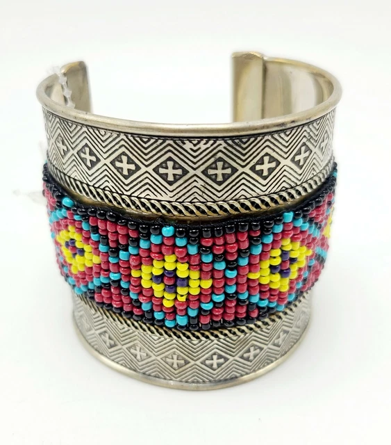 Royal Mustang Large Metal Beaded Cuff