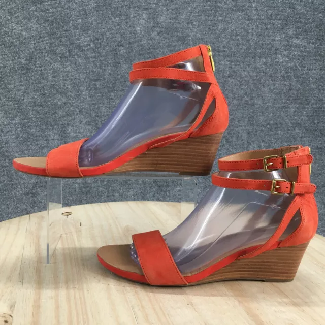 Franco Sarto Sandals Womens 10 M Danissa Back Zip Ankle Strappy Orange Leather 2