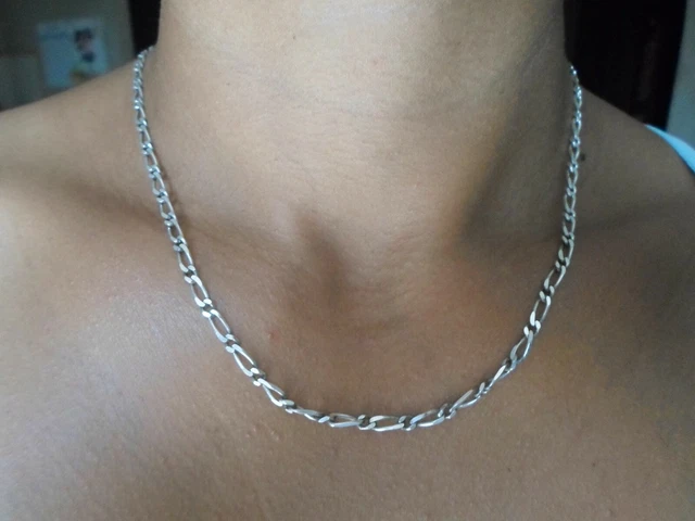 Chaîne Figaro Argent 925 Rhodié 1.8 mm. Collier Unisexe 45 50 55 cm. - France Chaîne Figaro Argent 925 Rhodié 1.8 mm. Collier Unisexe 45 50 55 cm. - France