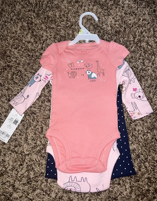 Carters Baby Girl Pink Kindness Is Cool 3 Piece Bodysuit Pants Outfit 3mo NWT
