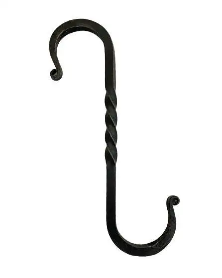 6½" TWISTED WROUGHT IRON S HOOKS - Amish Hand Forged with Scrolls