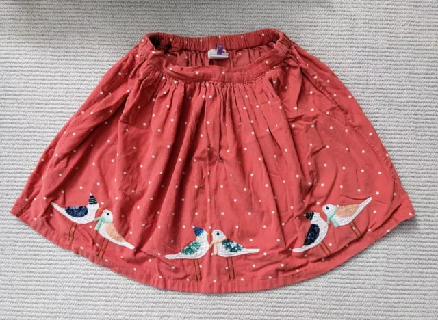 John Lewis needlecord Skirt Coral Sequins & Birds girls Age 11 years VGC