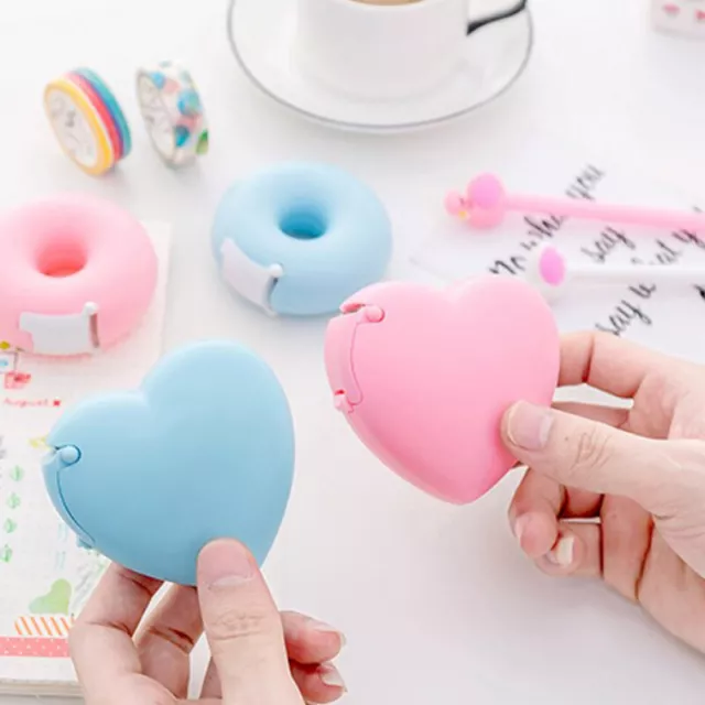Creative Tape Dispenser Stationery Portable Love heart Tape Holder Invisible-jx