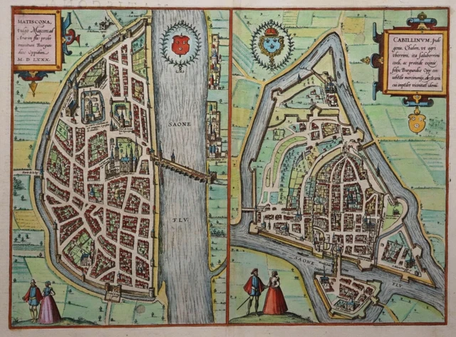 Mâcon , Chalon-Sur-Saône - Matiscona, Cabillinum - Braun & Hogenberg - 1580