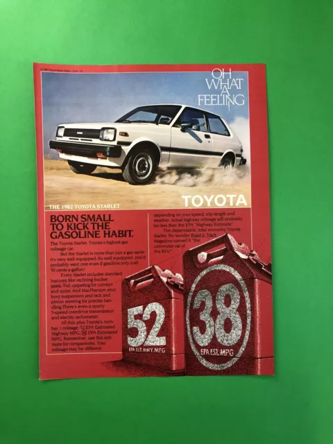 1982 Toyota Starlet Vintage Original Print Ad Advertisement Printed