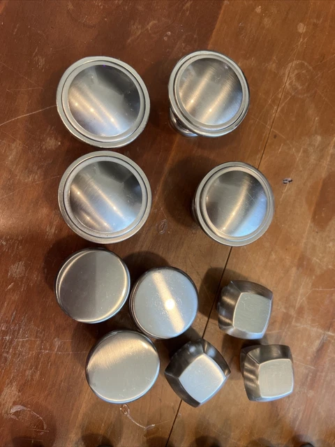 Set Lot Of 10 Brushed Nickel Mixed Style Knobs Pulls Cabinet Door Drawer
