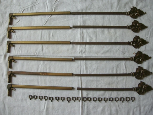 6 Curtain Rods Antique Cast Metal Extending Swing Arm