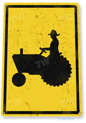 TIN SIGN Tractor Crossing Metal Décor Art Kitchen Cottage Store Farm A713