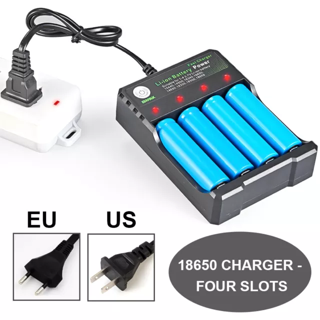 Universal Smart Battery Charger 4 Slot 4.2V f/ 18650 Li-ion Rechargeable Battery