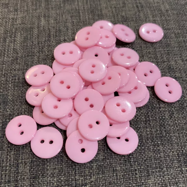 20 X Light Pink 15mm Two Hole Resin Buttons- Australian Supplier