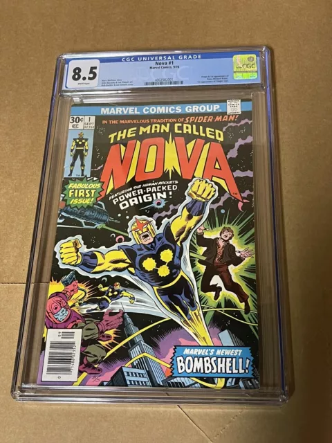 Nova #1 - Marvel 1976 CGC 8.5 White Pages Origin and 1st Appearance of Nova!!!!!