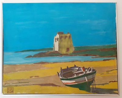 ALDO RISO ACQUARELLO SU CARTONCINO 26 X 21 CON CORNICE 