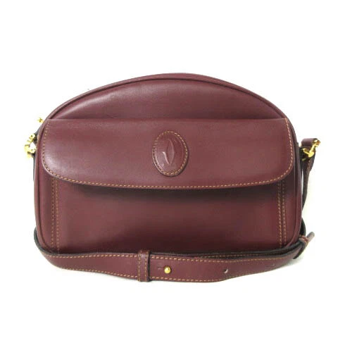 Cartier Mast Shoulder Bag Leather Crossbody Burgundy Ecr17 lb608