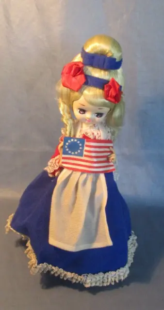 1960s Korea Big Eyed Bradley Doll Independence day Betsy Ross 13 Star Flag