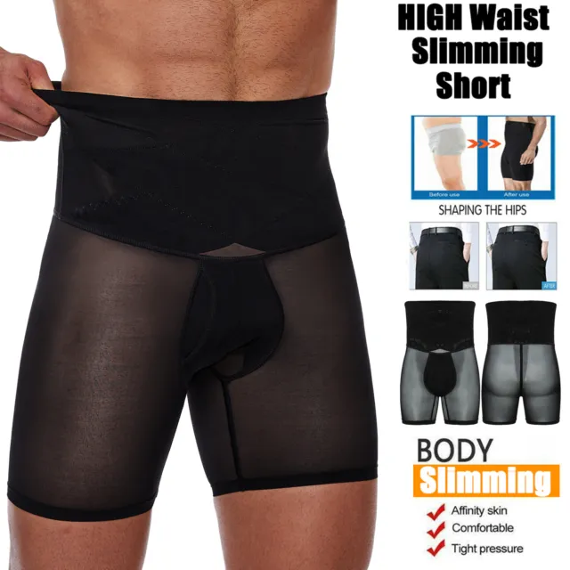 Mens High-Waist Tummy Control Boxer Shorts Compression Body Shaper Gay  Underwear