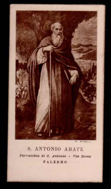 B3 ANTICO   Santino Holy Card COLOR SEPPIA SANT' ANTONIO ABATE PALERMO