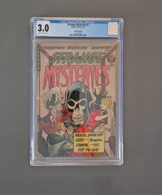 Strange Mysteries #7 CGC 3.0 Pre-Code Horror RED DRESS SKELETON COVER! Canadian