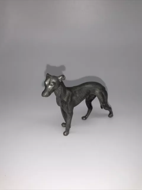 Stunning Vintage Pewter Hunting Greyhound Figurine Dog 3.5” 2