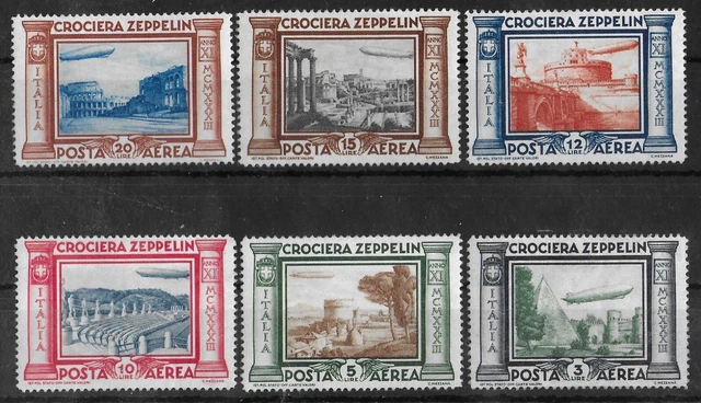 ITALY 1933 Mint NH Airmail Zeppelin Complete Set of 6 Sass #45-50 CV €450
