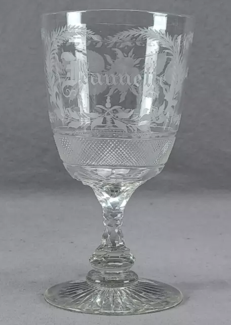 Mid 19th Century Whiskey Clear Flint Glass Tumbler Applied Handle  Excellent