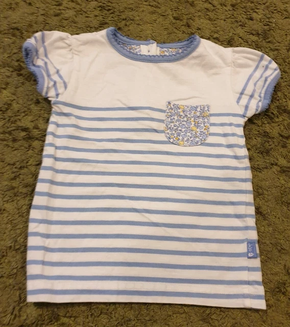 Jojo Maman Bebe blue striped t-shirt age 2-3 years