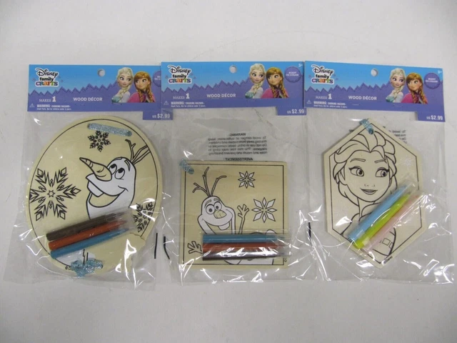 Lot of 3 - Frozen Disney Family Crafts Assorted Olaf Wood Decor Ornament Darice