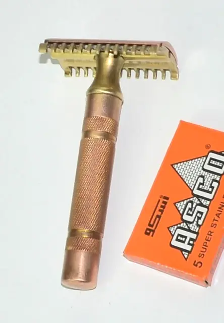 1930s Era All Brass Gillette New Open Comb DE Razor, NICE SHAPE