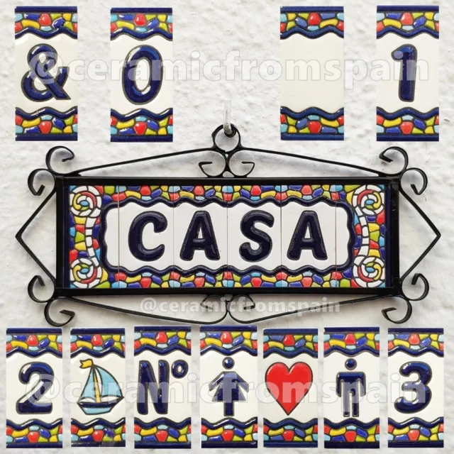 Spanish Ceramic tile letters - House ceramic numbers - Numbers and Letters -