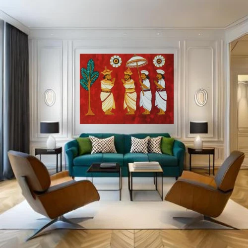 SRI LANKAN TRADITIONAL Canvas Painting Kandyan Era Temple Frescoes 67.