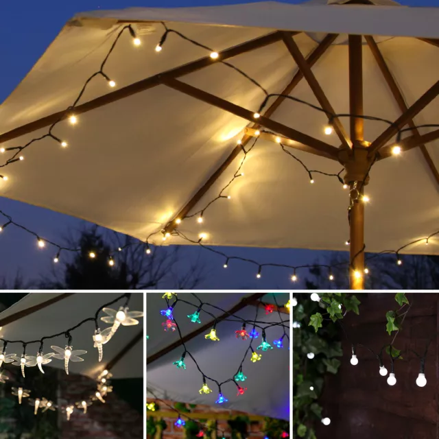 Energía Solar LED Exterior Fairy Cuerda Alambre Luces de Jardín Hogar Decoración