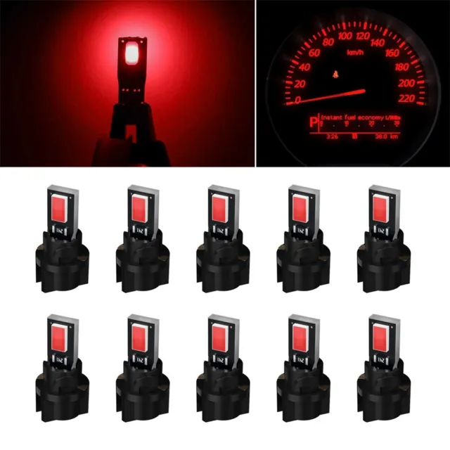 10pcs T5 Red 5630 LED Instrument Gauge Cluster Dash Light Bulbs W/ Sockets