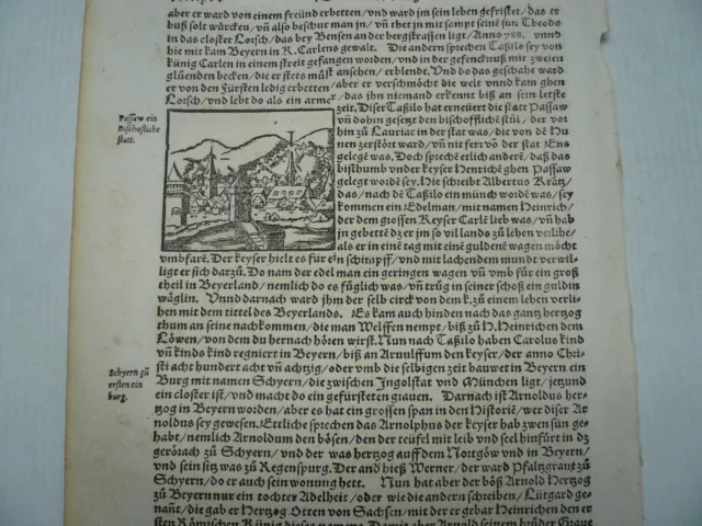 Passau, Ansicht, Holzschnitt, Sebastian Münster, Cosmographia, 1570