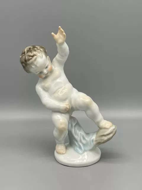 Herend  Hungary Porcelain  Nude Little Boy Figurine