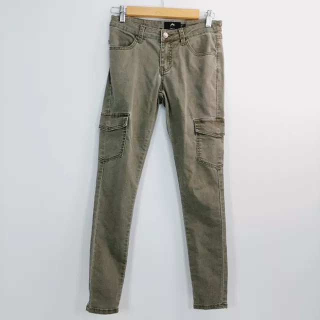 Rusty Spray On Jeans Womens Size 8 Grey Greenish Cargo Long Pants Skiny