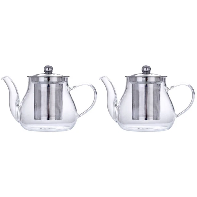 2 juegos de tetera de vidrio de tetera transparente tetera de té caldera de agua de mano para