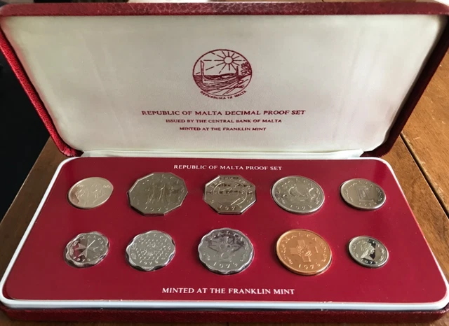 Franklin Mint 1979 Republic of Malta Proof Set COA Uncirculated