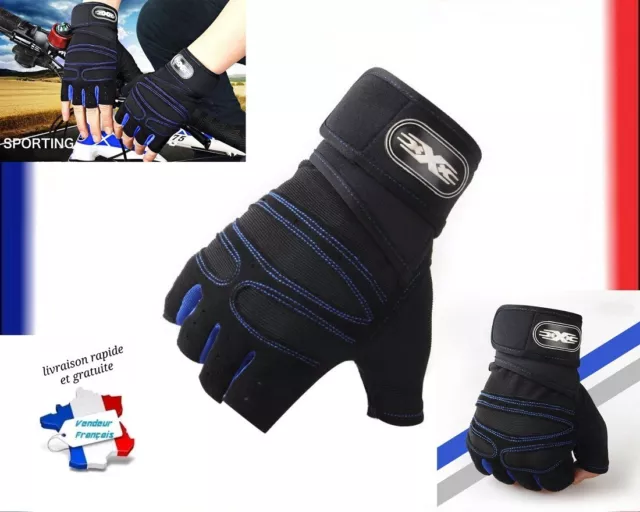 Gants de Fitness Haltérophilie Musculation Epais Résistant Mitaines Antidérapant