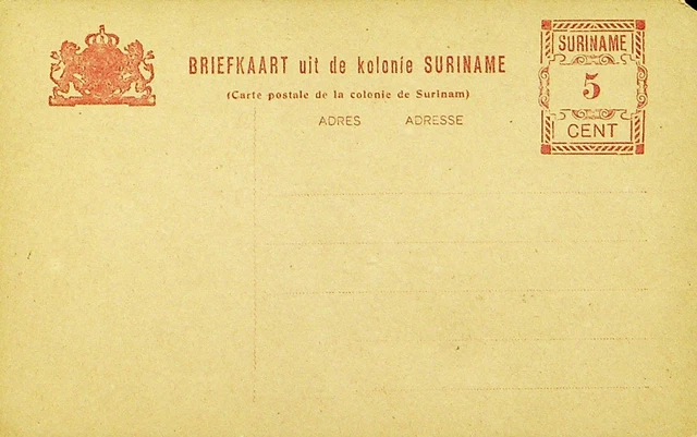 Suriname Kolonie 5c Fein Ungebraucht Postal Card