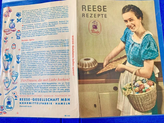 REESE REZEPTE FALTBLATT alte Werbung Bienenstich Zitronencreme-Torte ...