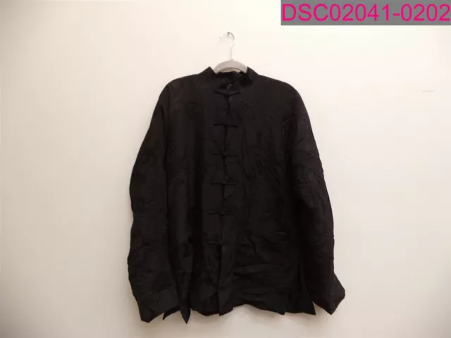 Asian Jacket Long Sleeve Dragon Detail Black Coat Size XL