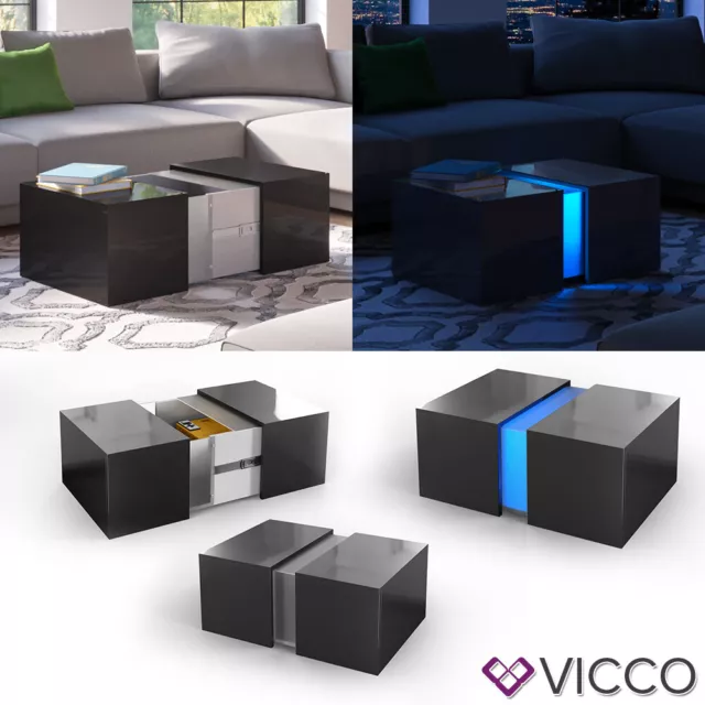 Table basse Vicco LED Dandy Brillant Table basse Table de salon Petite table