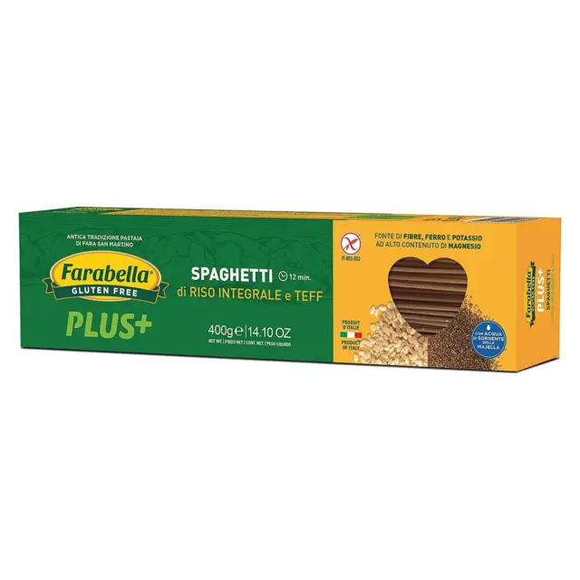 Pasta Farabella Senza Glutine Plus Spaghetti Riso Integrale e Teff Pacco 400g