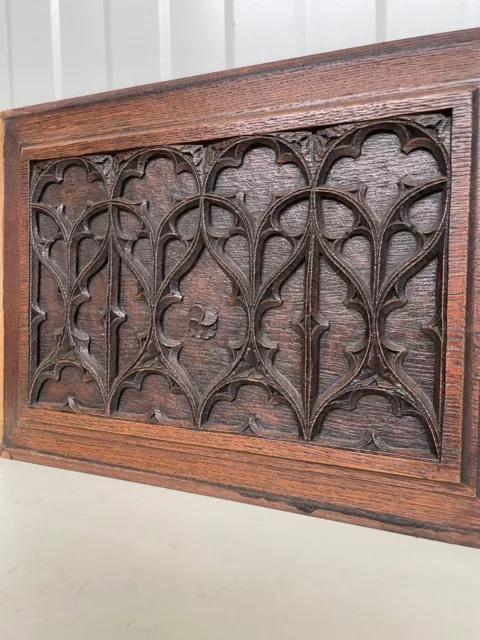 An Exceptional French Gothic Revival Church panel carved oak circa 1880-2