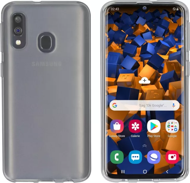 mumbi Hülle für Samsung Galaxy A40 Case Schutzhülle Tasche, transparent Schwarz