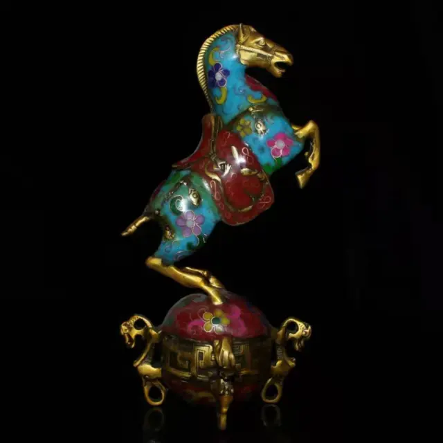 Chinese Copper Cloisonne Enamel Handmade Exquisite Horse Statues 1598